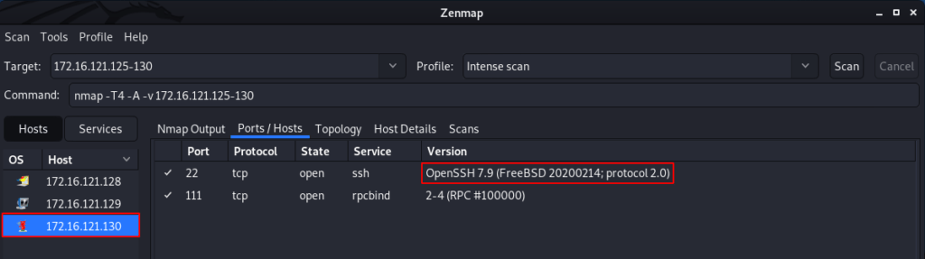Zenmap on Kali Linux FreeBSD source: nudesystems.com